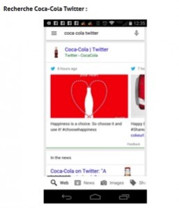 Google indexe les publications de Coca-cola sur Twitter